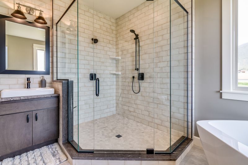 Elegant walk-in shower with glass enclosure